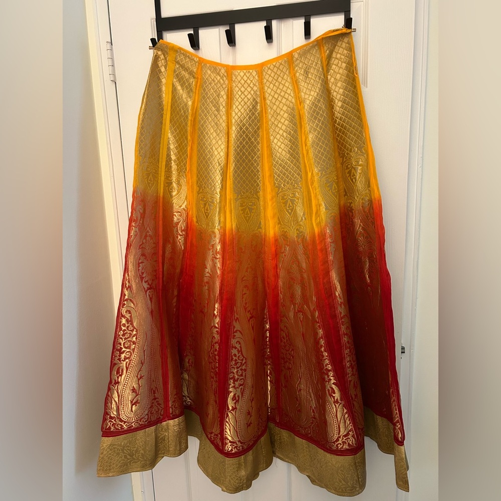 Elegant Gold and Red Lehenga